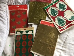 Hallmark Foil stickers Christmas gold 2 new 2 opened+ 3 colorful opened 150+