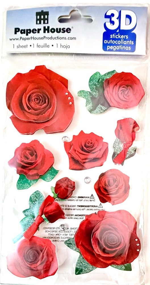 Roses Flowers Stickers Scrapbooking Gems Card Journal Paper House