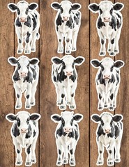 Cow Die Cut Vinyl Stickers Set Scrapbooking Laptop Water Bottle