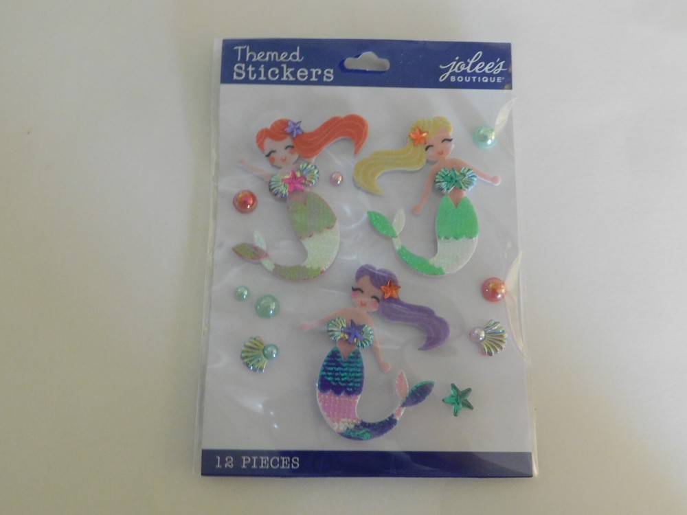 Jolees Boutique Sea shells, pearls, Mermaid 3 D stickers 12 pieces