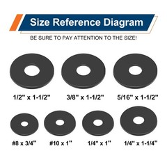 100PCS #8 x 3/4″ Black Fender Washers, 18-8(304) Stainless Steel Flat Fender …