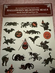 Vtg 1999 Shackman Embossed Halloween Silouette Stickers Black Cat witch Bat NOS
