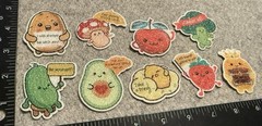 Lot of 9 Assorted Inspirational Food Sparkle Sparkly Stickers
