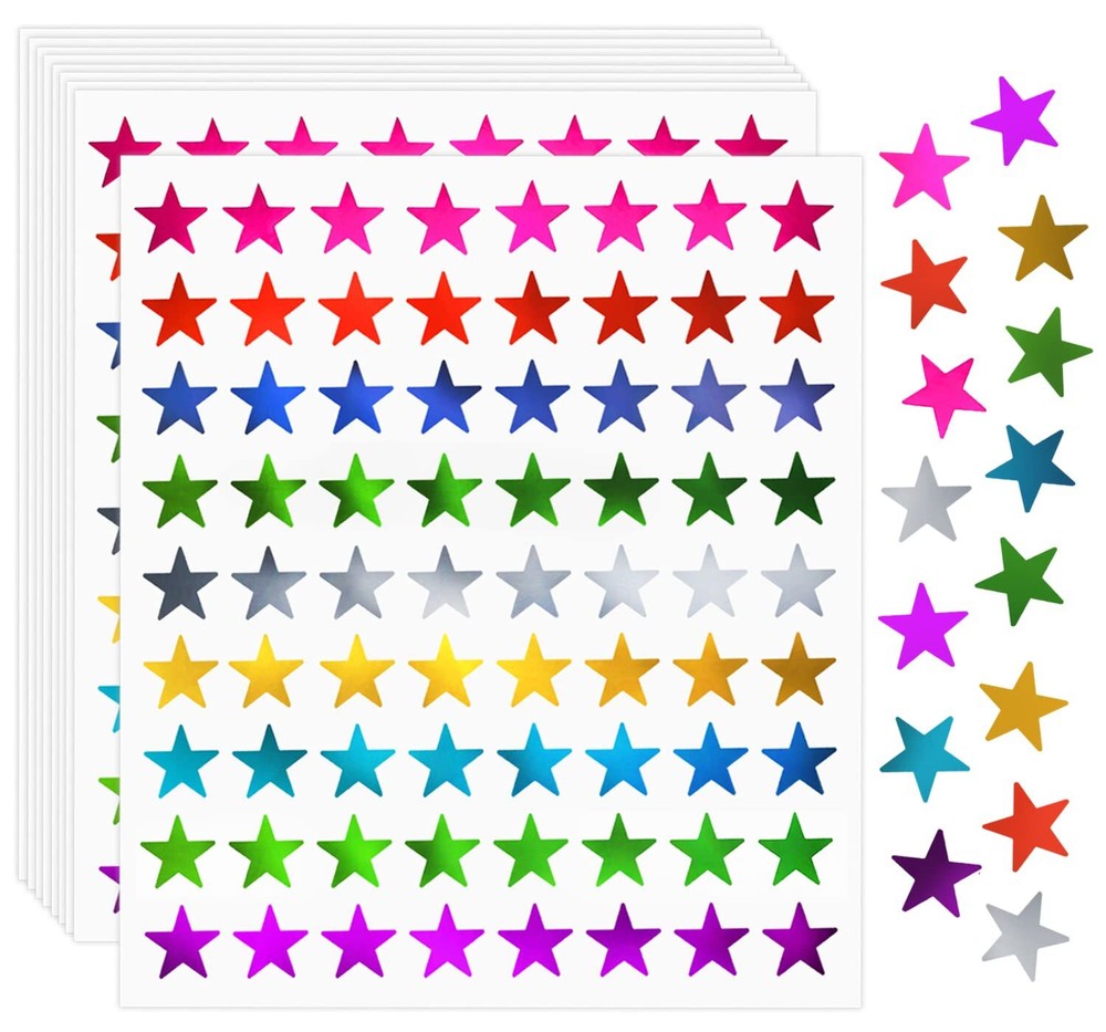 2520 PCS 0.6″ Foil Star Metallic Stickers Star Stickers for Kids Reward for Beha
