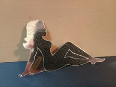 Vintage Stickers MUD FLAP GIRL Glossy Foil Vending Sticker VTG PVI Silver 01