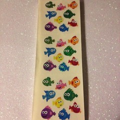 1 SHT (3 sqs) SANDYLION VINTAGE PRISMATIC STICKERS RARE FISH SEA GOOGLE EYE FISH