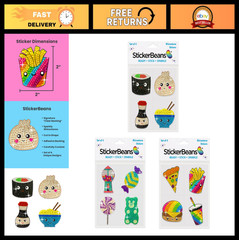 Rhinestone Food-Themed Stickers – I’m Hungry! Sparkly 2” x 2” for Laptops, Scrap