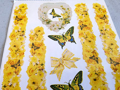 Frances Meyer Vintage Butterflies Yellow Roses Border Stickers Scrapbook NOS 12″