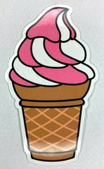 Ice Cream Cone Sticker New Decal Pink & White Swirl Design Small