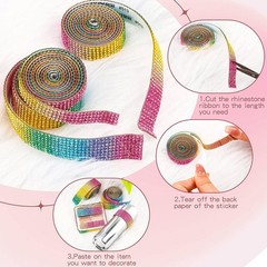 Self Adhesive Sparkling Rhinestone Ribbon Strips Crystal Sticker Trim DIY Decor