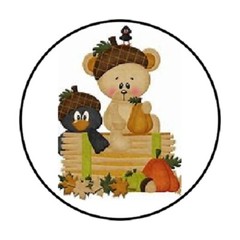 48 BEAR & CROW ENVELOPE SEALS LABELS STICKERS 1.2″ ROUND