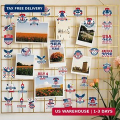 American 250 Stickers Party Favors, 50 Pcs Patriotic Sticker Decals for USA 250t