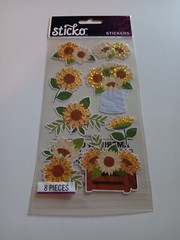 Stickers Sticko Sunflowers Bouquets Planter Vintage Pitcher Foil Like Accents