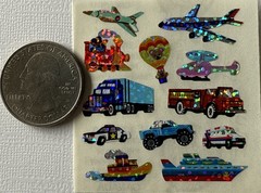 TINY TRANSPORTATION Prismatic Stickers(12pc)Sandylion •Airplane•Ship•Card Making