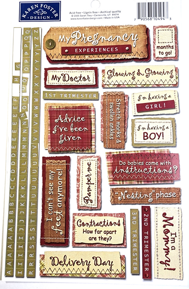 Karen Foster Maternity Pregnancy Cardstock Stickers Scrapbooking Journal AS-IS