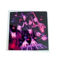 80s Lisa Frank Square Glossy Finish Hands Playing Instruments Sticker Module