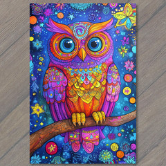 STICKER Psychedelic Owl Trippy Bright Colors Stars Galaxies Butterfly Cosmic B