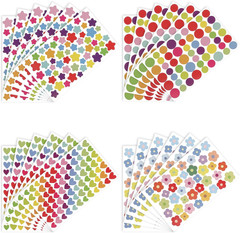 24 Sheets / 1434 Pcs Small Cute Sticker Sheets – Colorful Dot Star Flower Heart