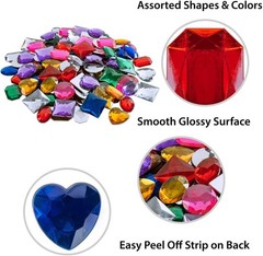 Vibrant Assorted Adhesive Jewel Gems — 100-Pack for Crafts & Celebrations