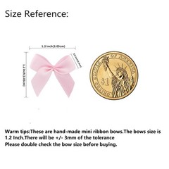 Micomon 50pcs 1.2-Inch Mini Bows for Crafts Satin 3/8″ ribbon, lt.pink