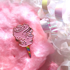 Lot of 35 Enamel Pins: Pastel Pink Cotton Candy With Rainbow Sprinkles