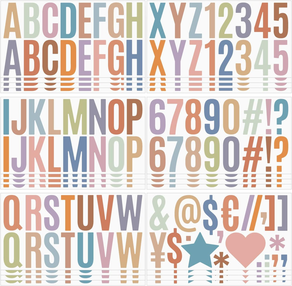 Morandi 400 Piece Letter Stickers – 24 Sheets, 2.5In Self-Adhesive, Waterproof f