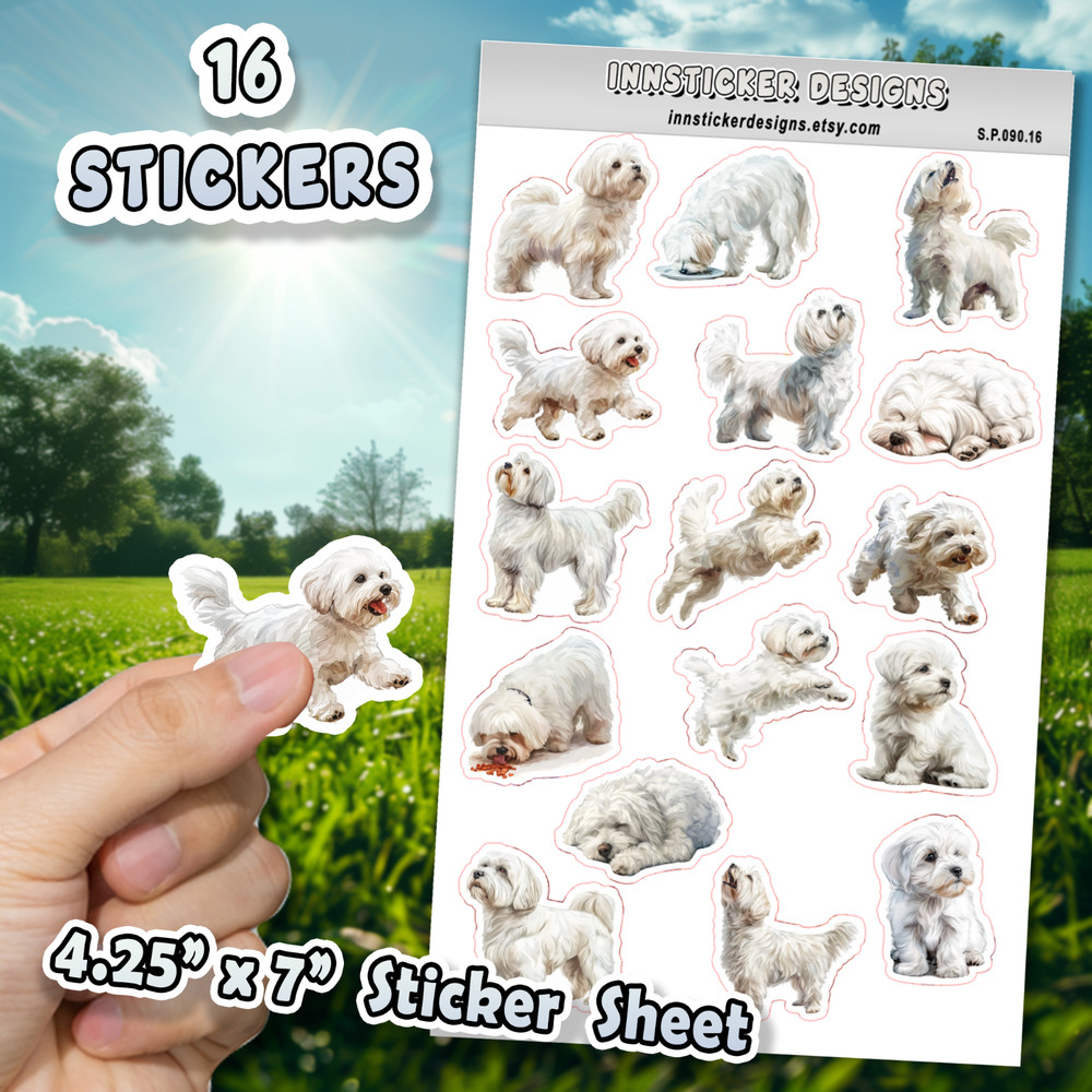 Coton de Tulear Dog Stickers for Journals, Scrapbooks, Planners, Glossy, Matte