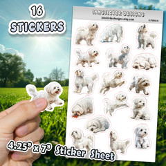 Coton de Tulear Dog Stickers for Journals, Scrapbooks, Planners, Glossy, Matte