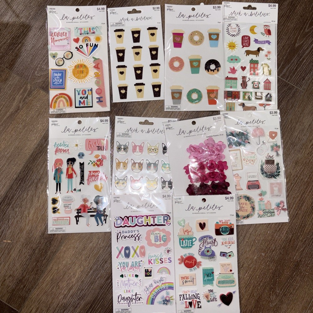 Paper studio la petites sticker lot 10 Dimensional Stickers – Sealed 2018 – 2019
