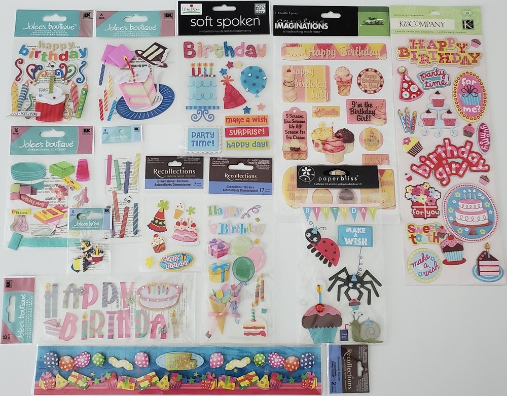 *YOU CHOOSE* Jolee’s/Others HAPPY BIRTHDAY Party Dimensional/Non-Dimen. Stickers