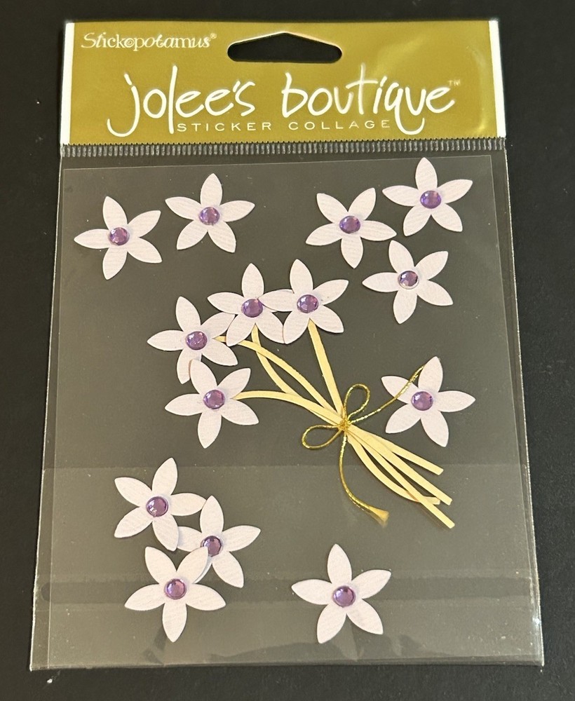 New Jolee’s Boutique VIOLET JEWELED FLOWERS Dimensional Stickers