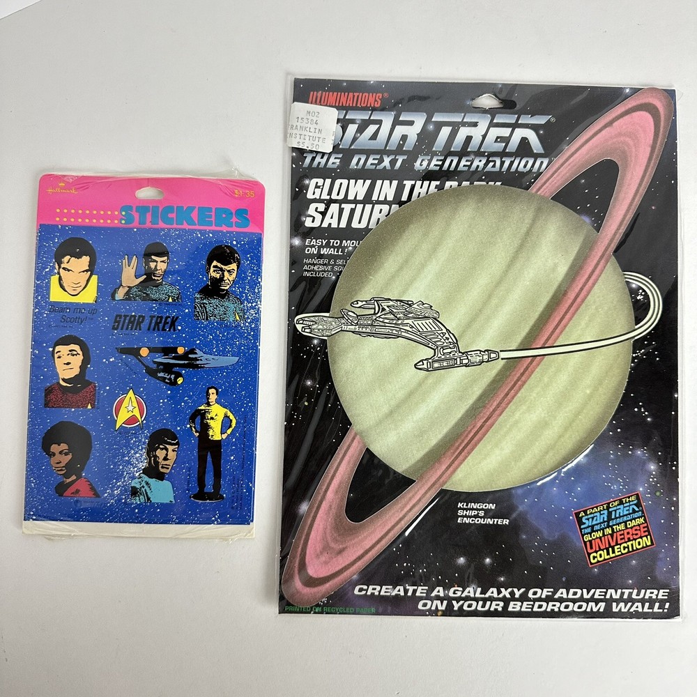 VTG 90s Hallmark Star Trek Stickers 4 Sheets & Glow In The Dark Saturn Lot