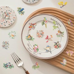 50PCS Flower and Bird Stickers PET Transparent Nature
