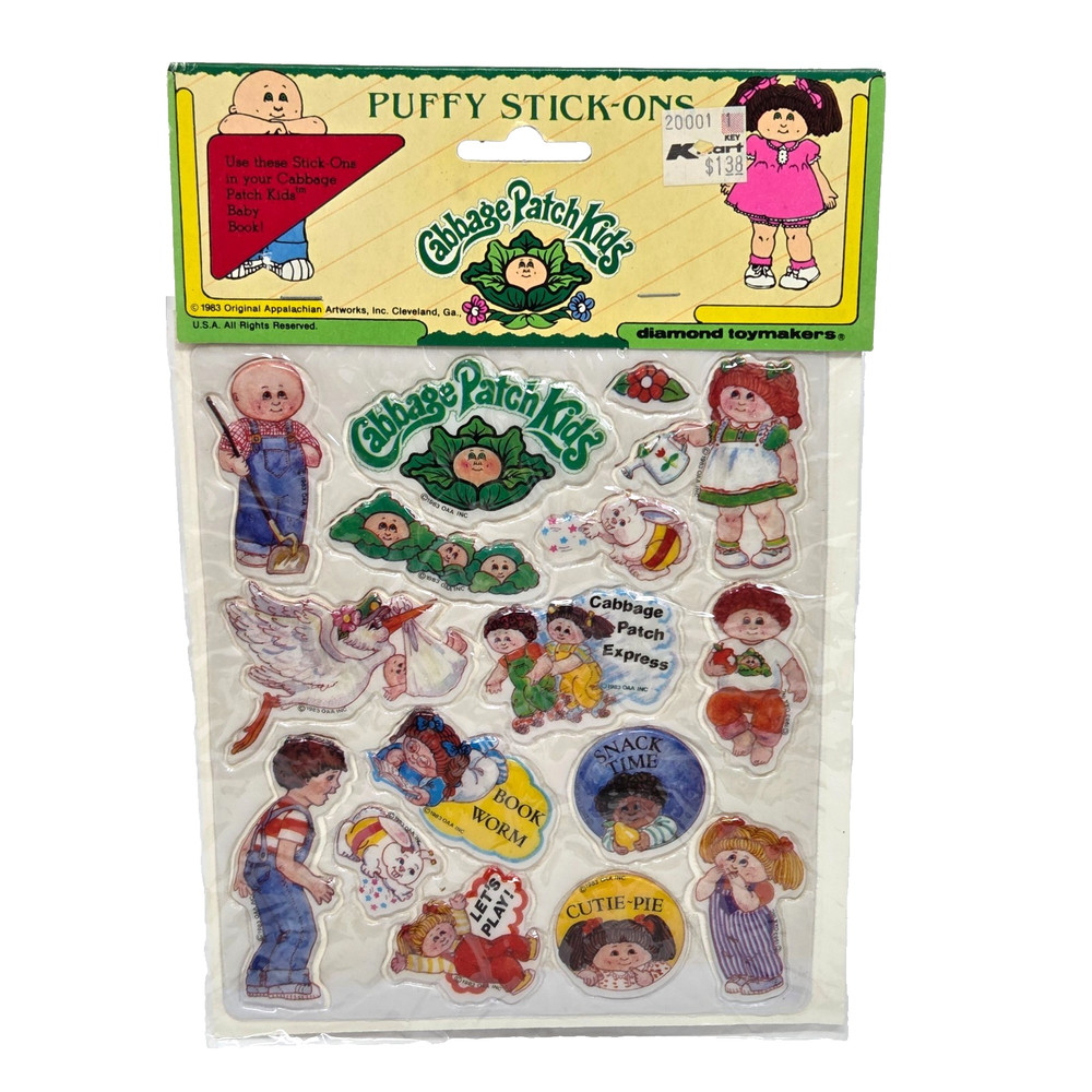 VINTAGE 1983 CABBAGE PATCH KIDS PUFFY STICKERS STICK-ONS NEW IN PACKAGE SEALED