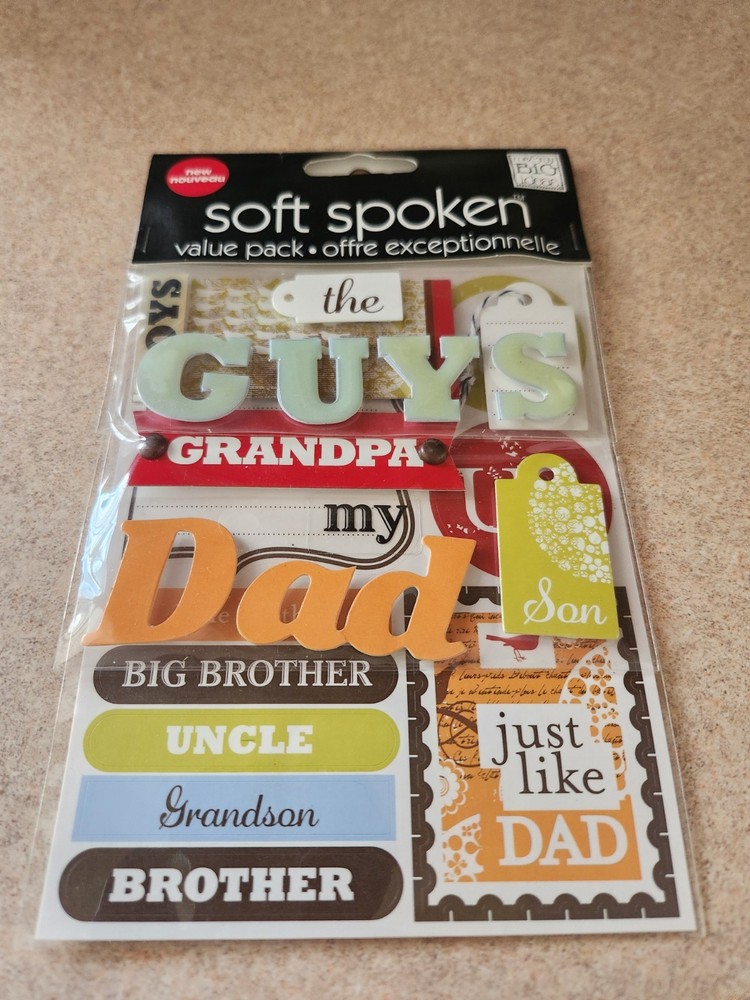 Me & My Big Ideas/Soft Spoken~Nest-The Guys Embellishment Pack
