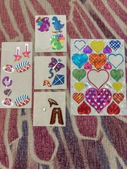 Vintage Sandylion Sticker Lot Prism Mylar Foil Glitter Hearts Cats Tweety Sea
