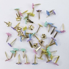 50 Mini Star Brads 5 Pastel Colors Stars Fasteners Paper Art Scrapbooking Crafts