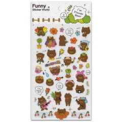 ✰ CUTE FLOWER BEAR STICKERS Two Sticker Sheets Kids Craft Scrapbook Brown Teddy