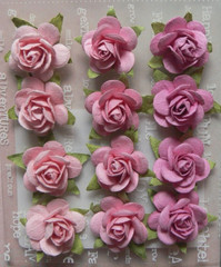 FAIRYDALE ROSES ORCHID PINK – 12 x 20-23mm with leaves =30-35mm PAPER Prima EALB