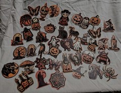 Halloween Stickers Vintage Style Orange Cream Black Pumpkin Witches 35+