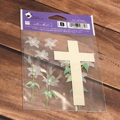 JOLEES BOUTIQUE SP-JB-054 CROSS & LILLIES STICKER COLLAGE EMBELLISHMENT