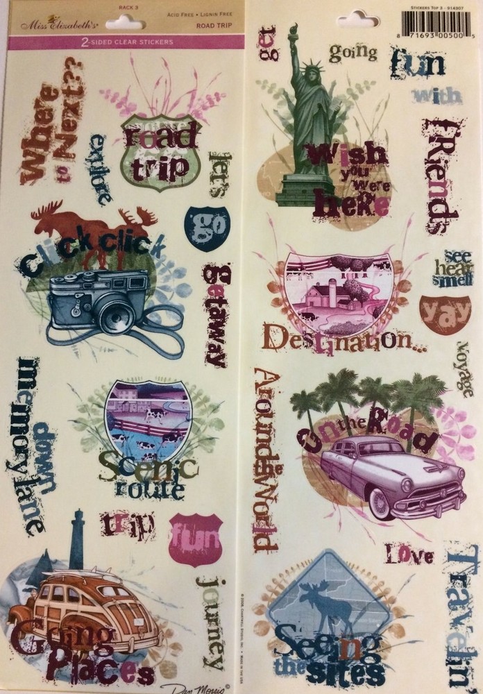 Miss Elizabeth’s ROAD TRIP Clear Mylar Stickers Travel Vacation Getaway Route 66