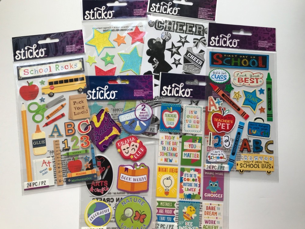 EK Success Sticko School Scrapbook Stickers Lot Cheer Clubs Supplies Bus