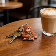 Punch The Monkey Keychain 3D Printed Holding Plush Toy Hanging Keyring