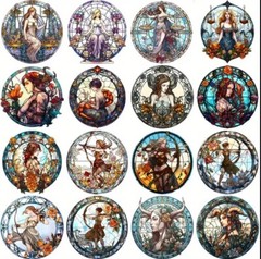 10pcs Astrology Zodiac Constellation Stained Glass Window Stickers- DIY