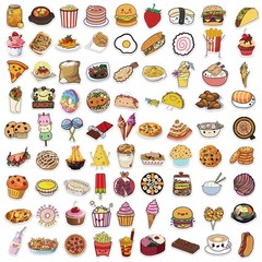 200 Pcs Cute Fast Food Stickers Self Adhesive Decorative Decals for Scrapbooking