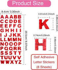 8 Sheets Glitter Alphabet Stickers Sparkling Crystal Rhinestones Letter a to Z S