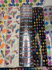 vintage stickers 90s lot Rose Art Metallic Animals Food Rainbows Smiley Faces #s