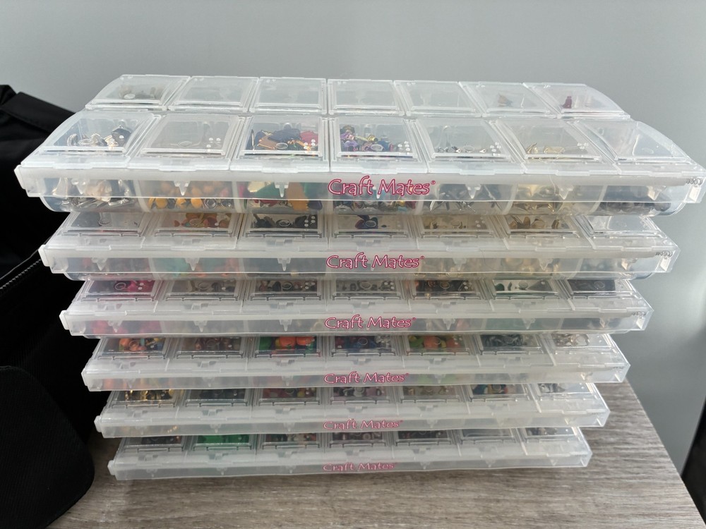 Craft Mates Embellishments Beads 6 Lockables Organizers Junk Journal Craft Lot