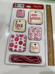 We R Memory Keepers Tag-Line Love Now & Forever Embellishments Tags Scrapbooking